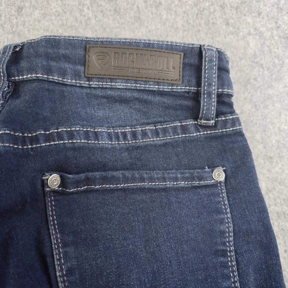 Rock & Roll Denim High Rise Bell Bottom Jeans Women's 28x32 Blue Dark Wash